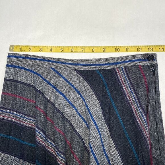 Vtg Marilyn Togs Midi Skirt Wool Blend Small XS Gray Stripe - Picture 10 of 12